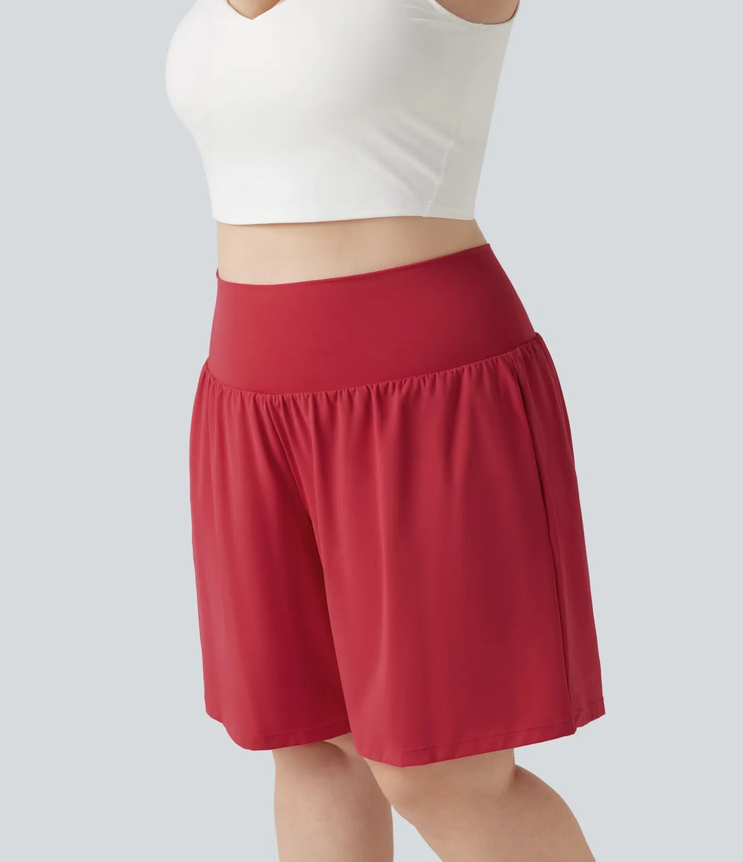 Plusstorlek SoftlyZero Airy med extra hög midja 2-i-1 InstantCool yogashorts 9&