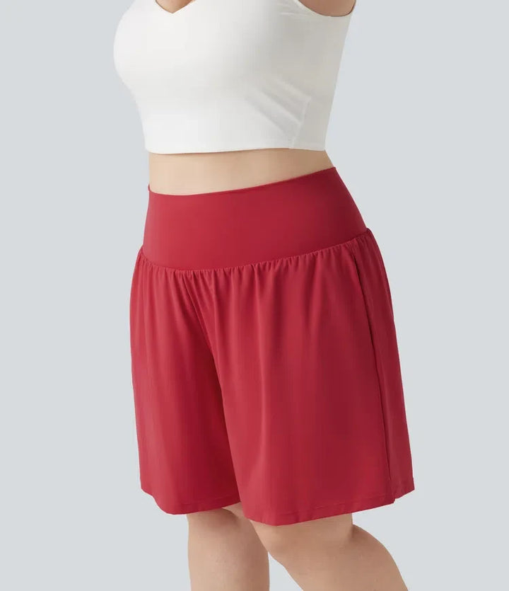 Plusstorlek SoftlyZero Airy med extra hög midja 2-i-1 InstantCool yogashorts 9&