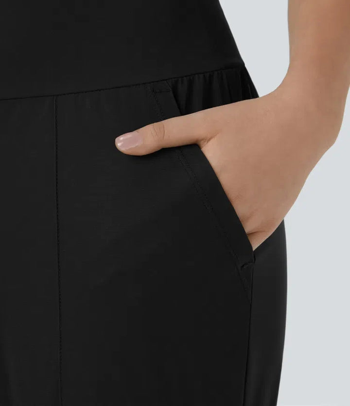 Högmidjad enfärgad ficka vardaglig joggers