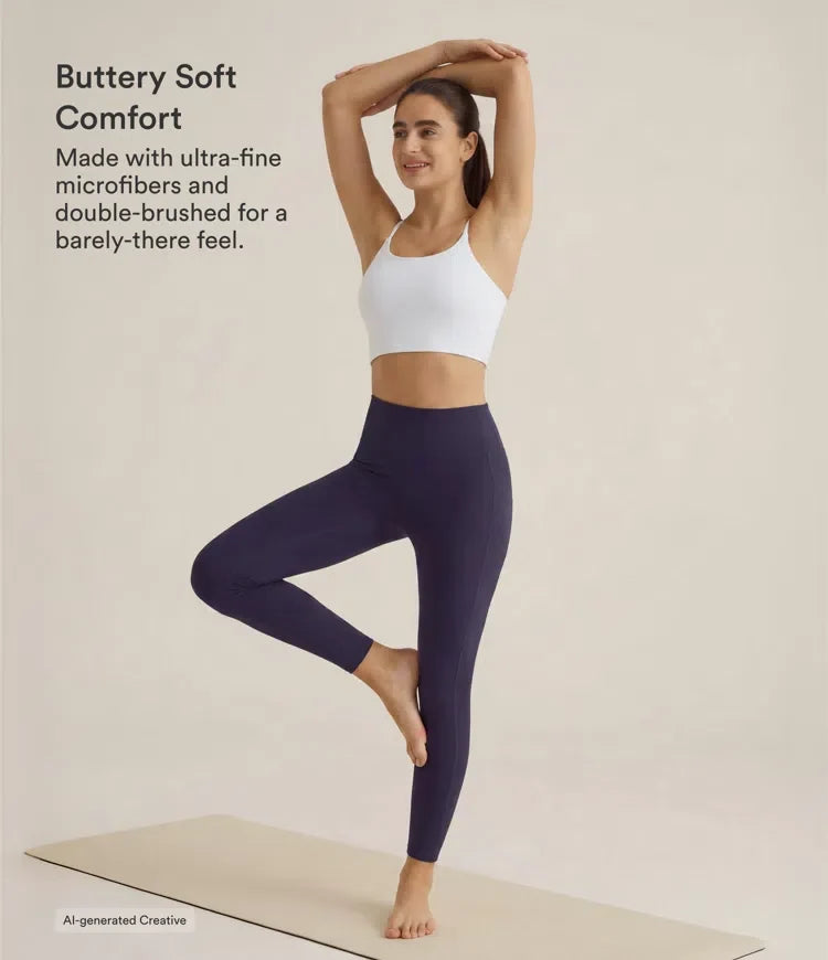 SoftlyZero med hög midja dubbla fickor enfärgad leggings