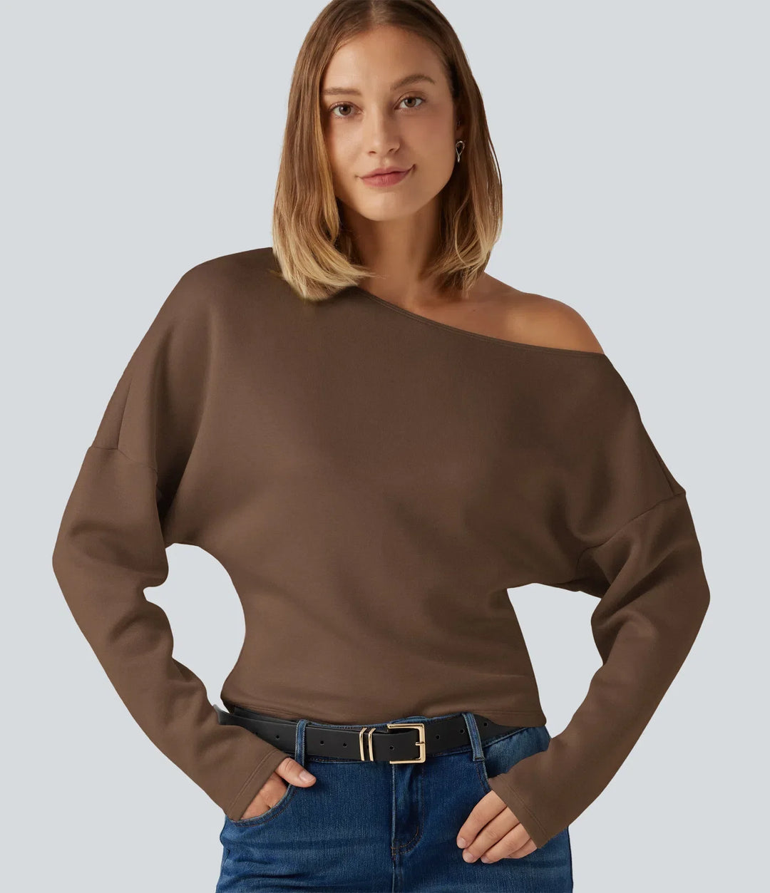 SpacerTek enaxlad lång fladdermusärm asymmetrisk vardaglig Sweatshirts