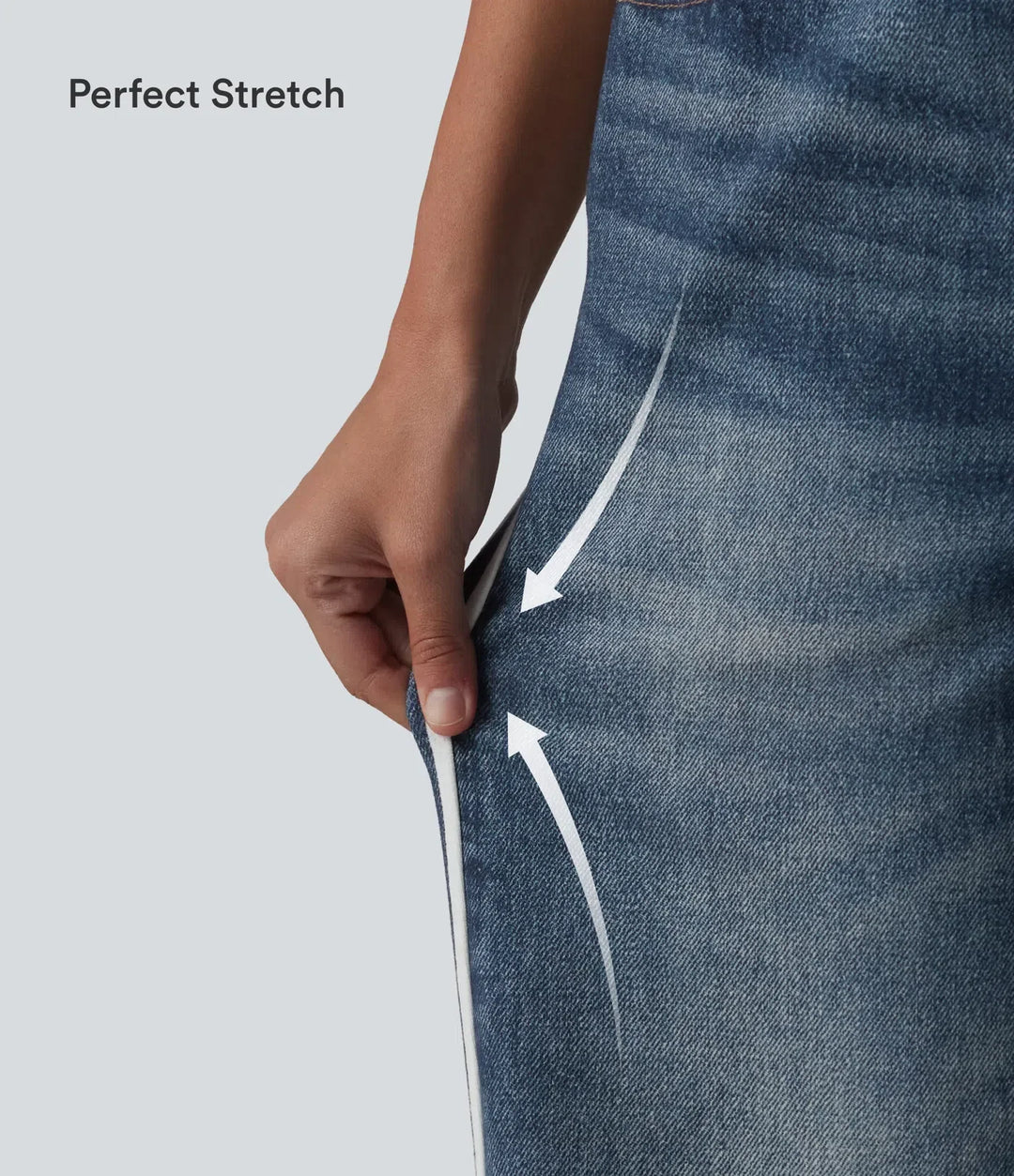 Med medelhög midja denim tryck French terry rand för vardag mjukisbyxor jeans med fickor