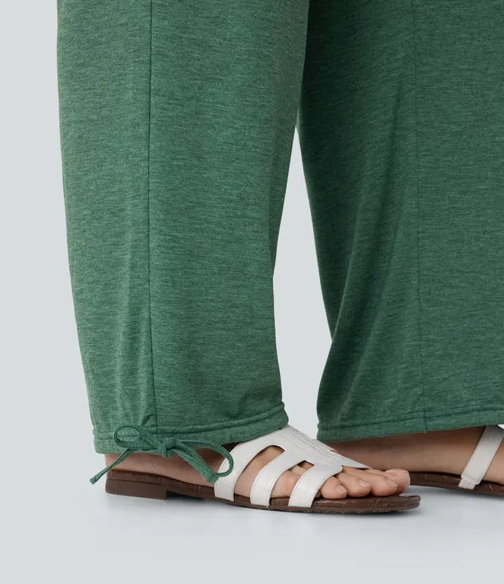 Omlott med hög midja och ficka dragsko för vardag joggingbyxor
