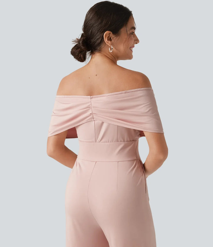 Bara axlar inbyggd BH kortärmad vardaglig jumpsuit med fickor