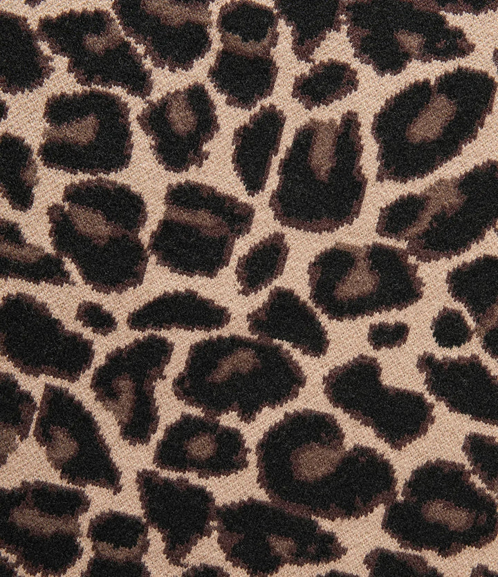 Rund hals långärmad leopardmönster vardaglig cardigan