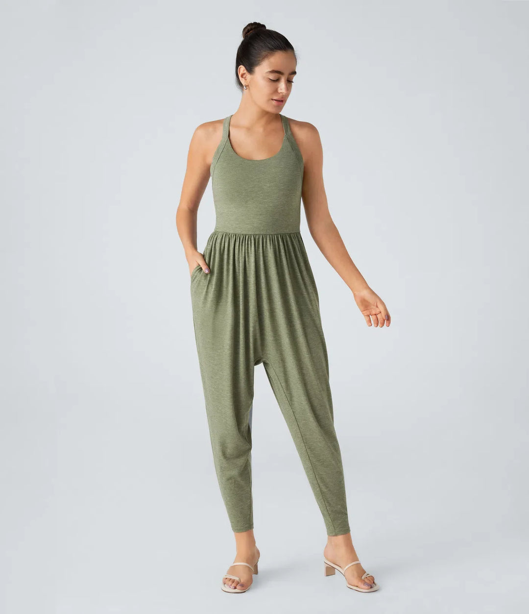 U-ringning ficka haremsmodell jumpsuit för vardag – Easy Peezy-utgåva
