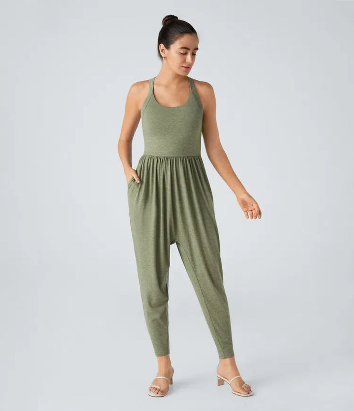 U-ringning ficka haremsmodell jumpsuit för vardag – Easy Peezy-utgåva