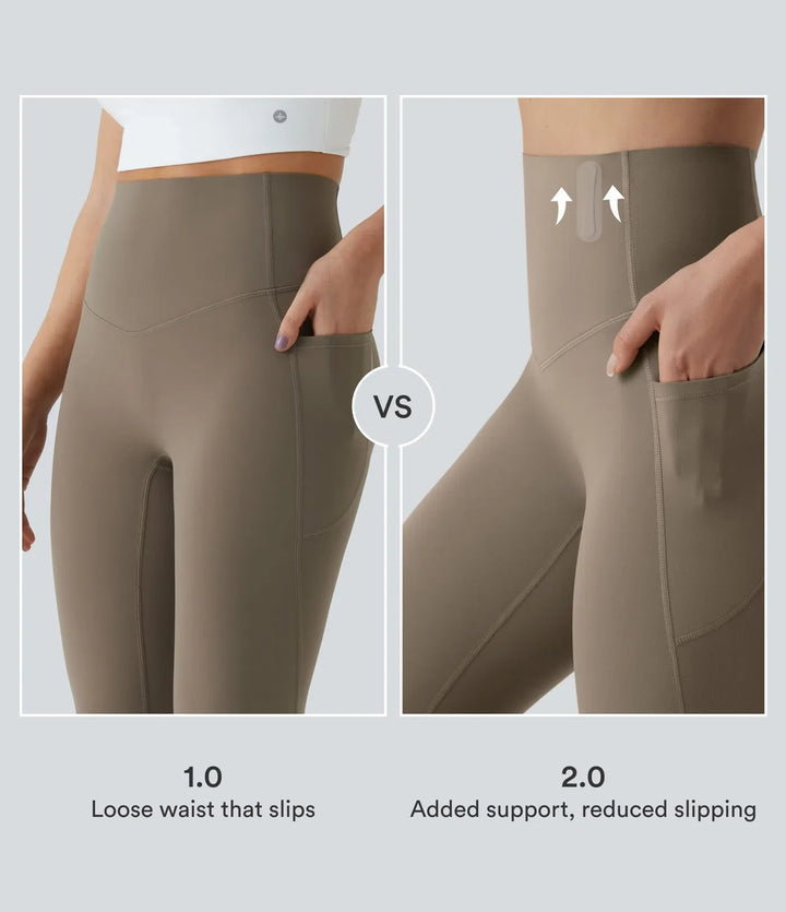Halara UltraSculpt med hög midja anti-roll magkontroll formande träningsleggings med fickor