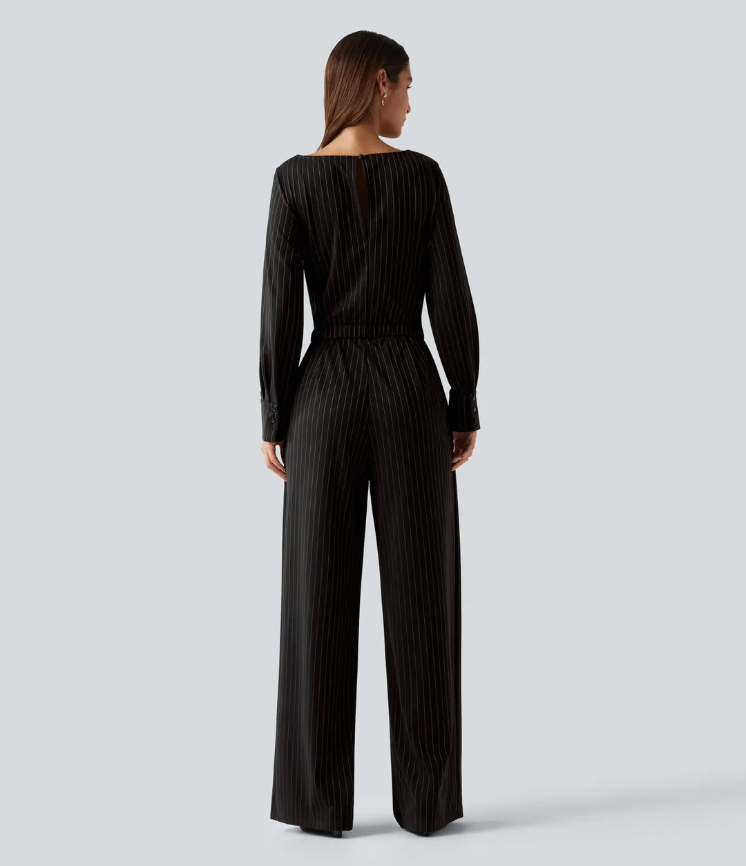 Båtringning långärmad knyt sida sval känsla rand för arbete jumpsuit med fickor – Easy Peezy-utgåva