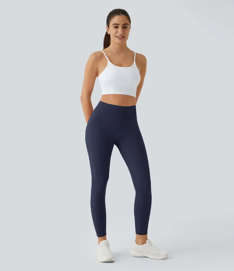 SoftlyZero med hög midja dubbla fickor enfärgad leggings