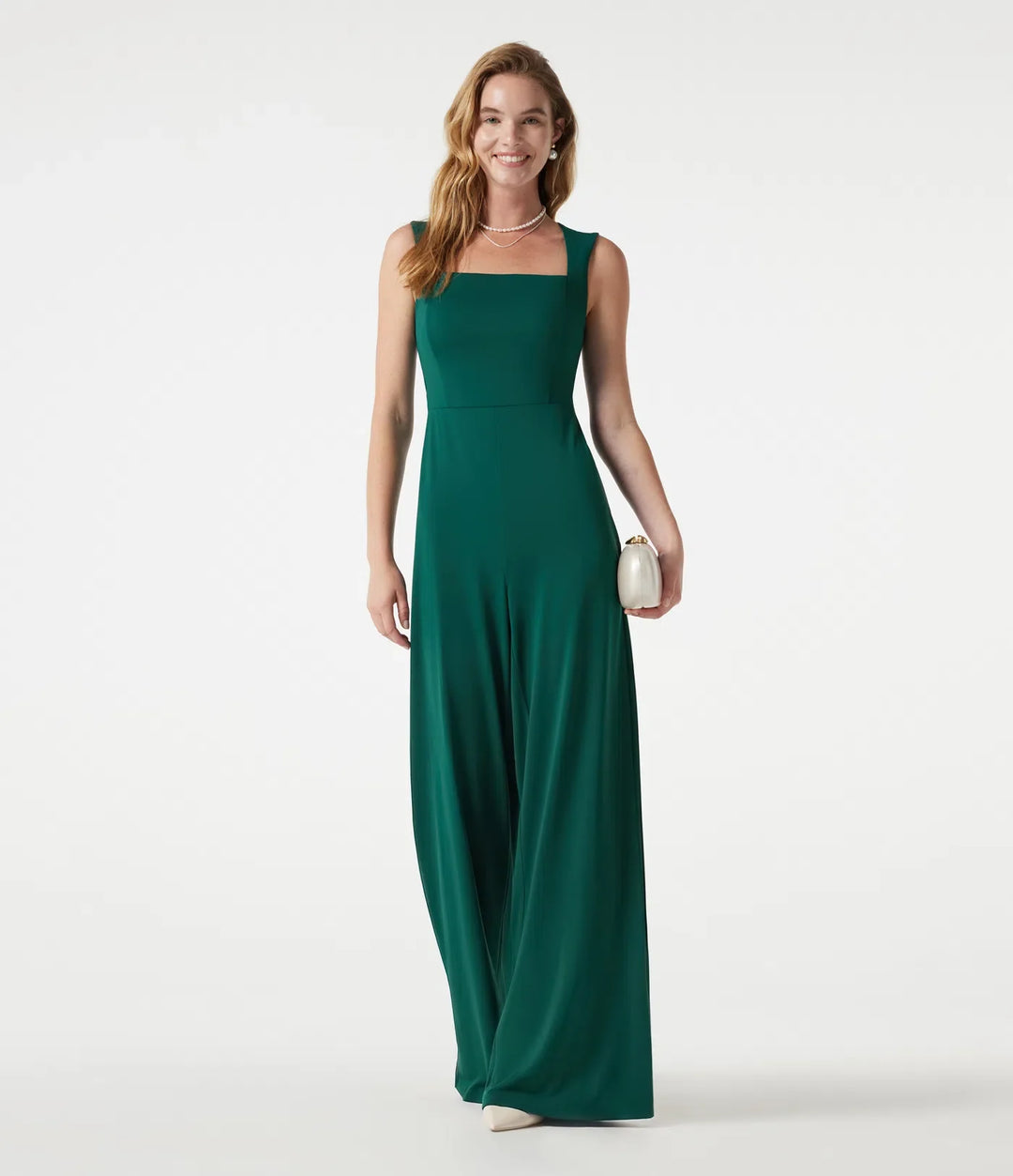 Fyrkantig halsringning inbyggd BH ärmlös jumpsuit-Easy Peezy Edition