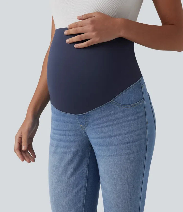 Halara Flex med extra hög midja smal 7/8 för vardag gravid jeans med fickor