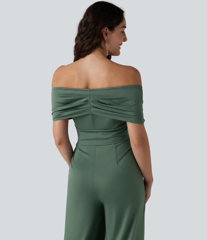 Bara axlar kortärmad inbyggd BH vardaglig jumpsuit med fickor-Easy Peezy Edition