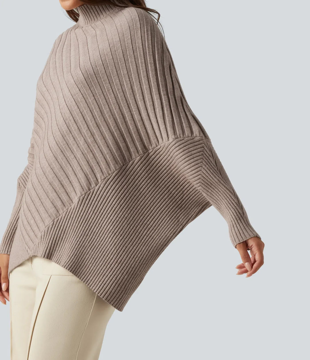 Hög hals lång fladdermusärm oversized vardaglig tröja