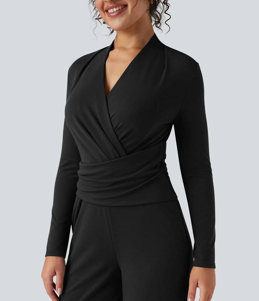 V-ringad dragkedja långärmad arbetsjumpsuit med fickor-Easy Peezy