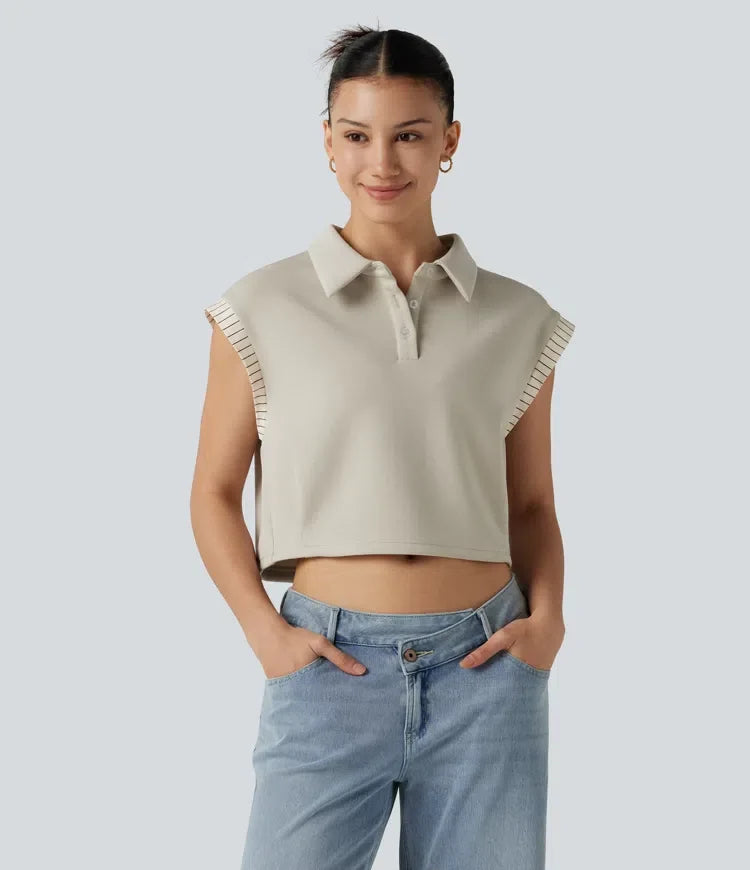 Nedsänkt kortärmad färgblock T-shirt för vardag
