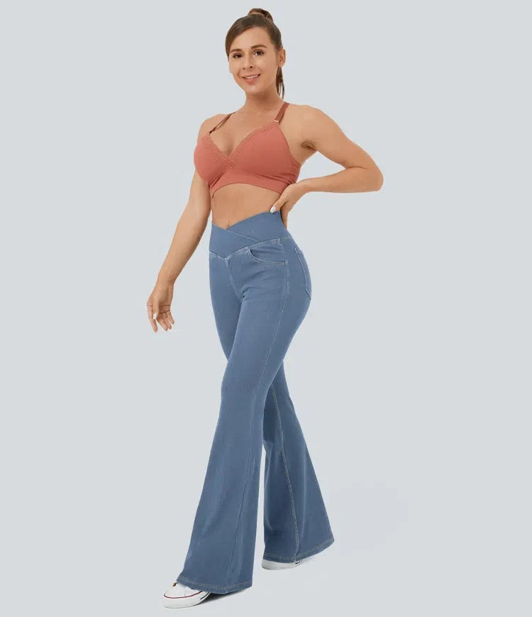 Halara Flex med hög midja, omlottmidja och ficka InstantCool tvättad vardagsjeans