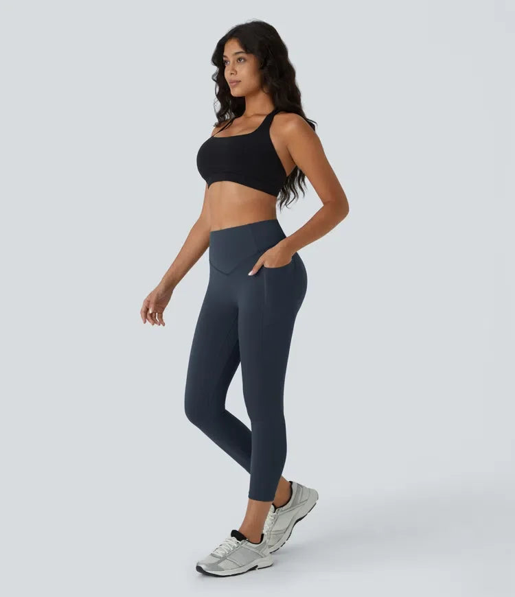 Lyckera UltraSculpt högmidjad scrunch med rumplyft magkontroll ficka formande capri träningsleggings