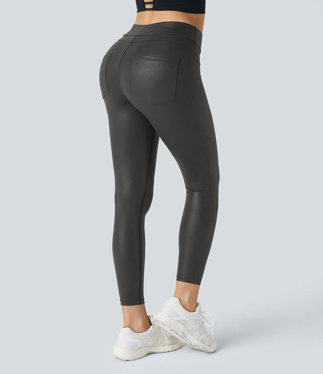 SoftlyZero konstläder högmidjad ficka arbete leggings