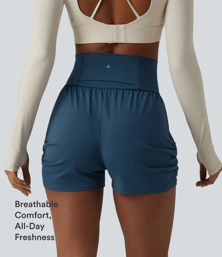 SoftlyZero luftig högmidjad rynkat InstantCool yoga shorts 3&