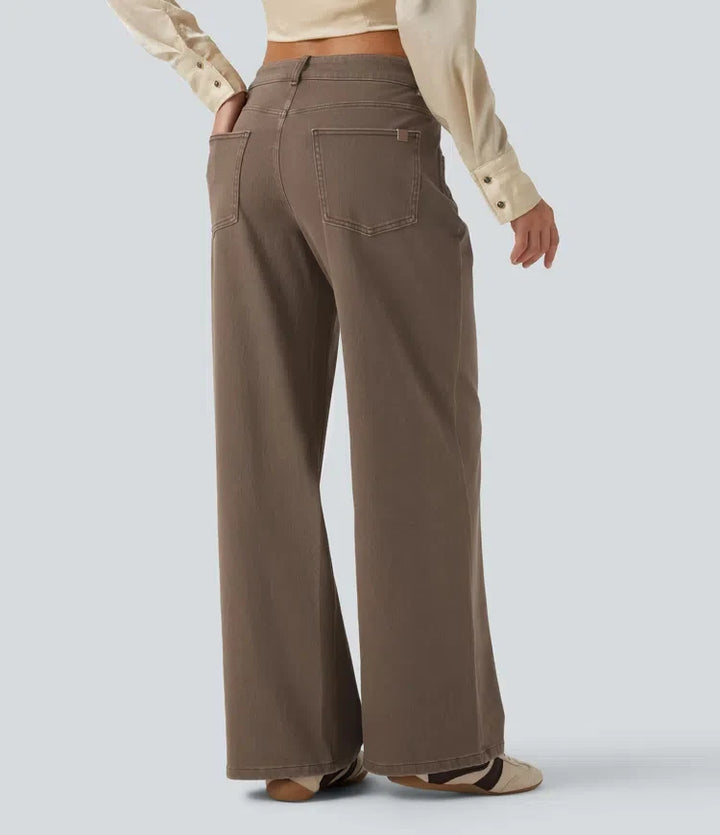 Lyckera Flex låg midja vida ben vardagsjeans med fickor
