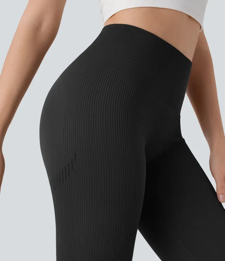 Sömlös följsam med hög midja och magkontroll rumplyftande 7/8 yogaleggings