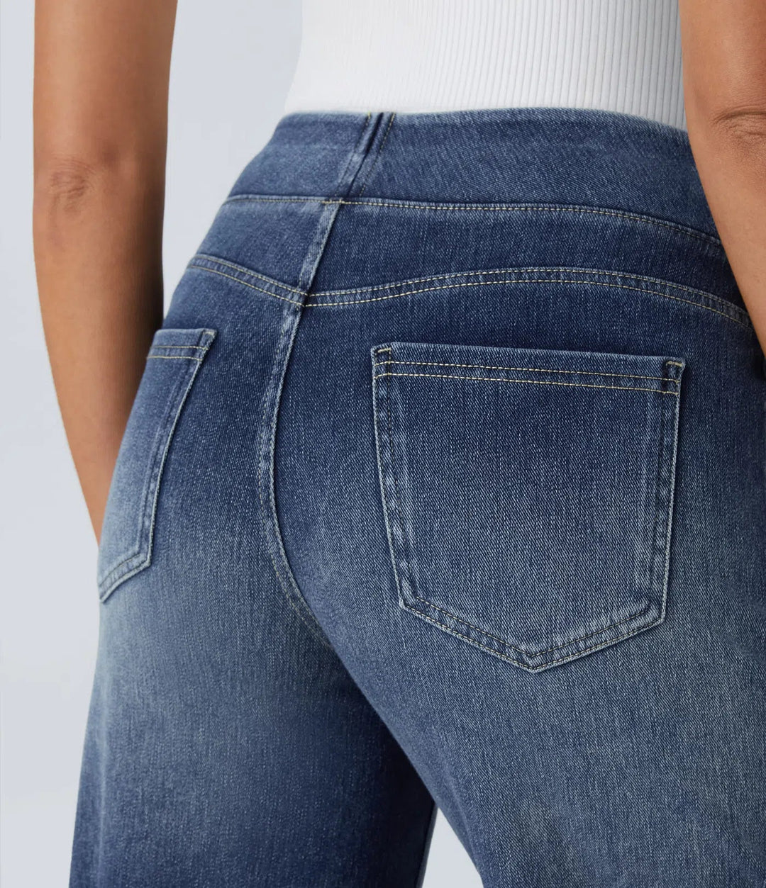 Halara Flex med hög midja och fickor baggy vida ben tvättad vardagsjeans