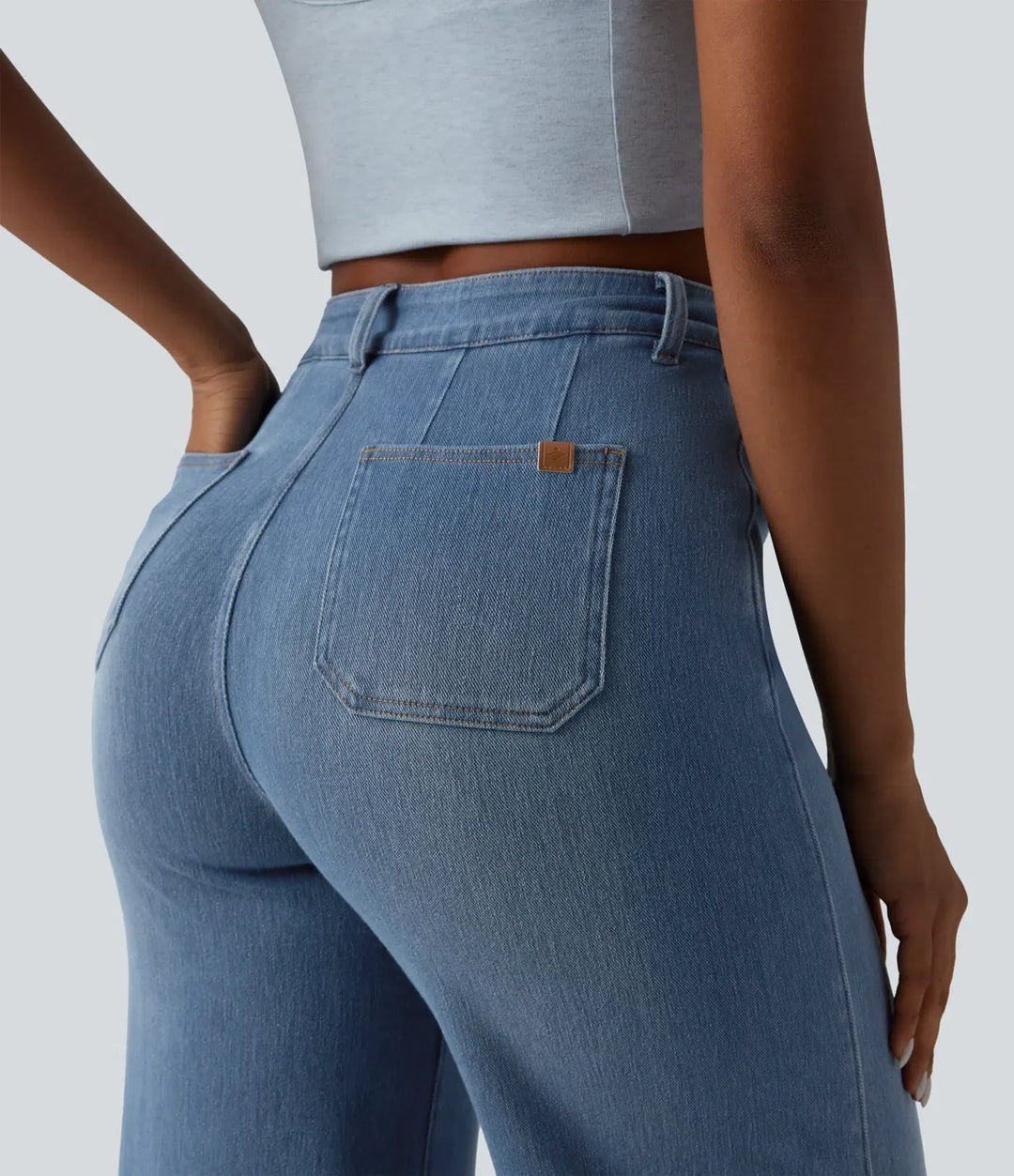 Halara Flex kurvig med hög midja och magkontroll vida ben vardagsjeans med fickor