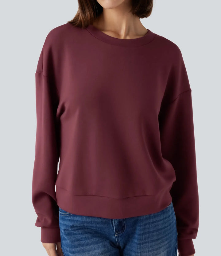 SpacerTek rund hals långärmad vridning-rygg vardaglig sweatshirt