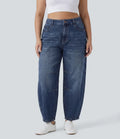 Halara Flex med låg midja ballongformade ben vardagsjeans i plusstorlek med fickor