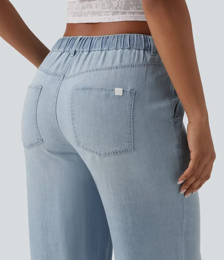 Med medelhög midja dragsko vardagsjeans med fickor