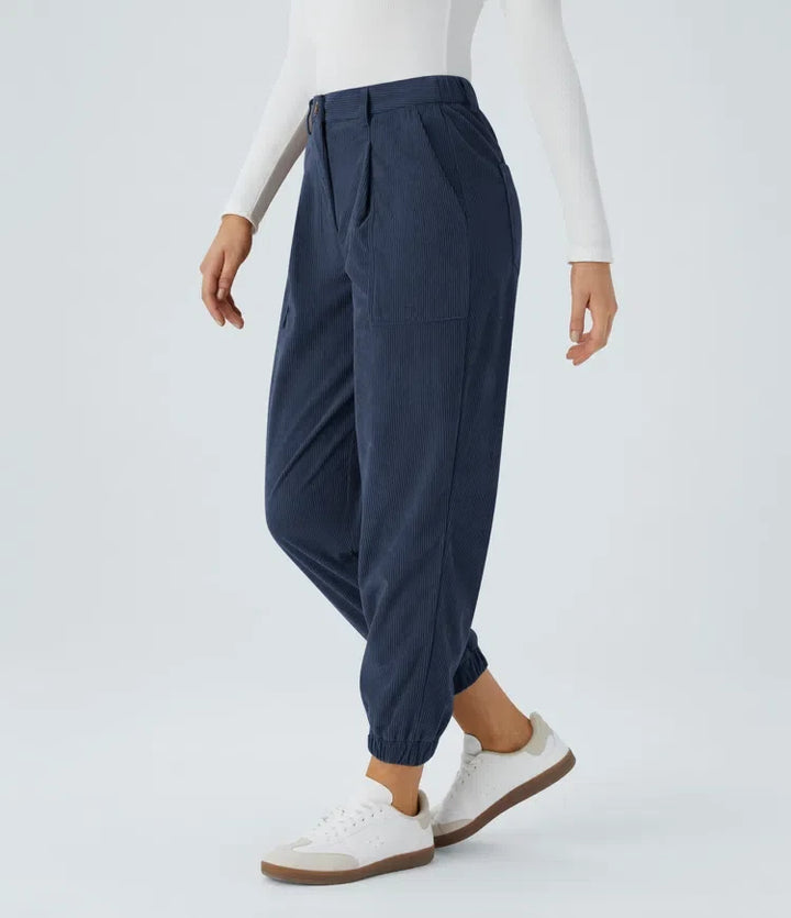 Medelhög midja dragkedja fickor manchester vardaglig joggers