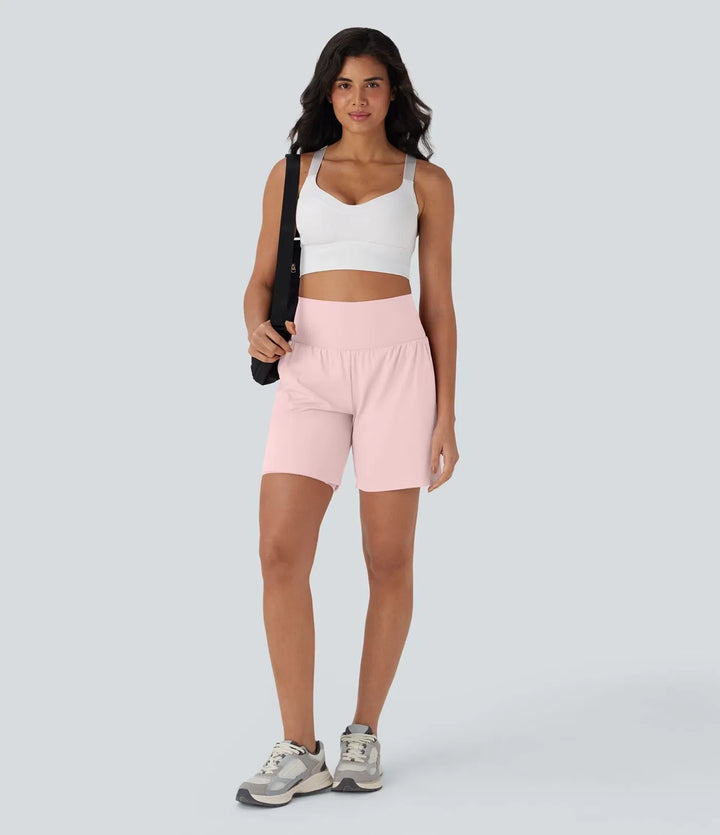 SoftlyZero Airy med extra hög midja 2-i-1 InstantCool yogashorts 7" med fickor