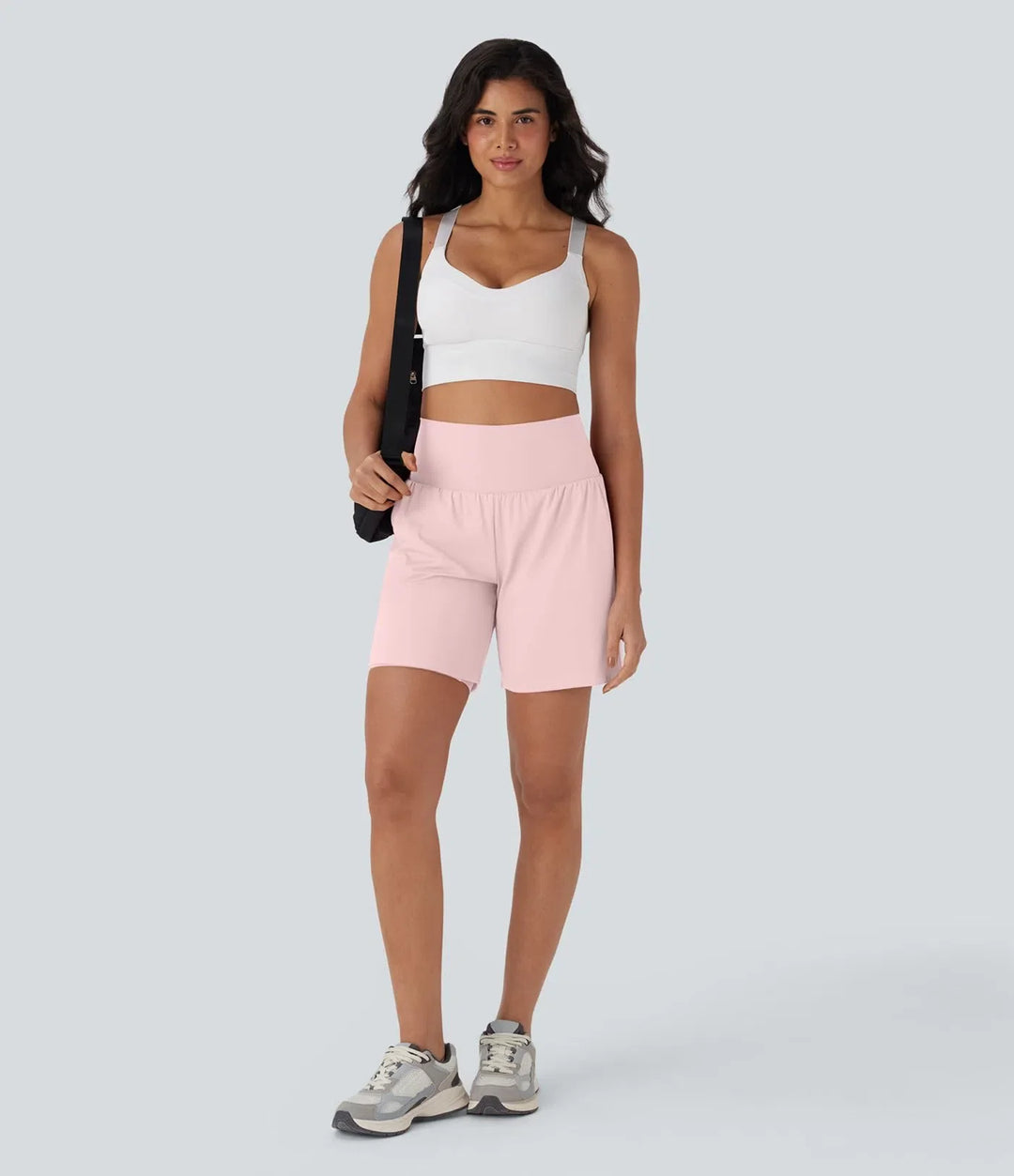 SoftlyZero luftig superhög midja 2-i-1 InstantCool yoga shorts 7" med fickor