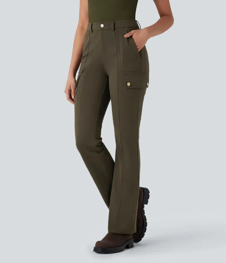 DayStretch med medelhög midja fickor vandring cargo bootcut byxor