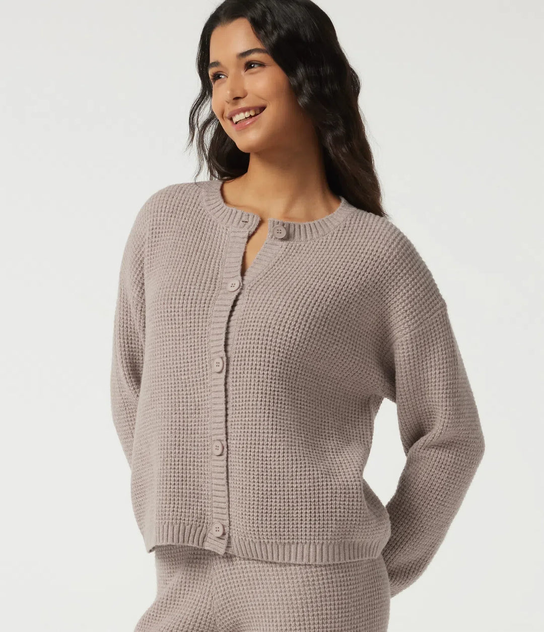 Rund hals långärmad lounge cardigan