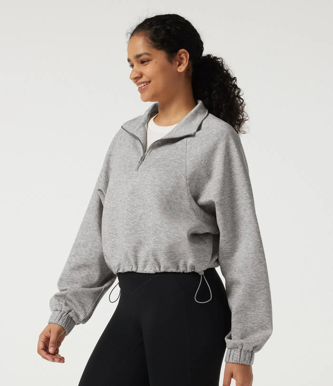 Halvpolo långärmad dragsko vardaglig sweatshirt