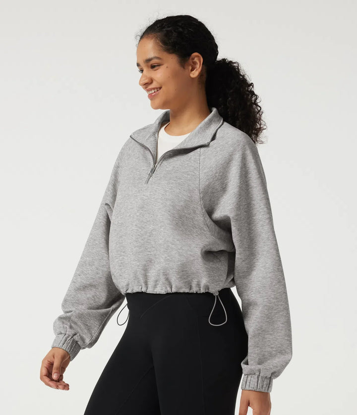 Halvpolo långärmad dragsko vardaglig sweatshirt