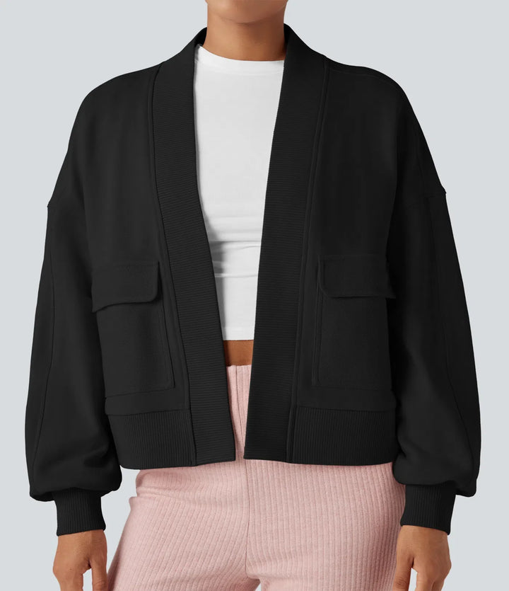 Långärmad vardaglig oversized bomull sweatshirt med fickor