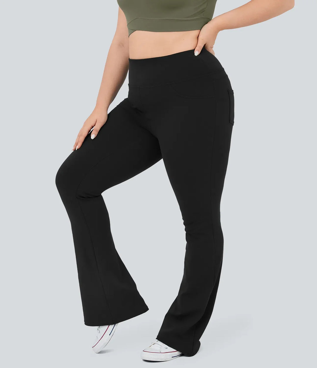 DayStretch högmidjad ficka utsvängd yoga plusstorlek leggings