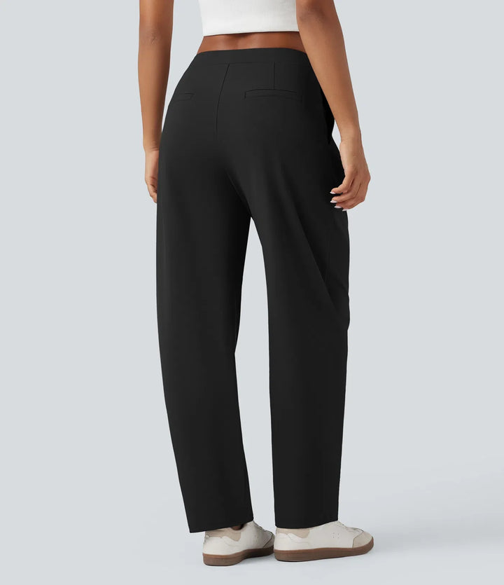 Halara Flex DayStretch asymmetrisk med medelhög midja ballongformade ben kontorsbyxor med fickor