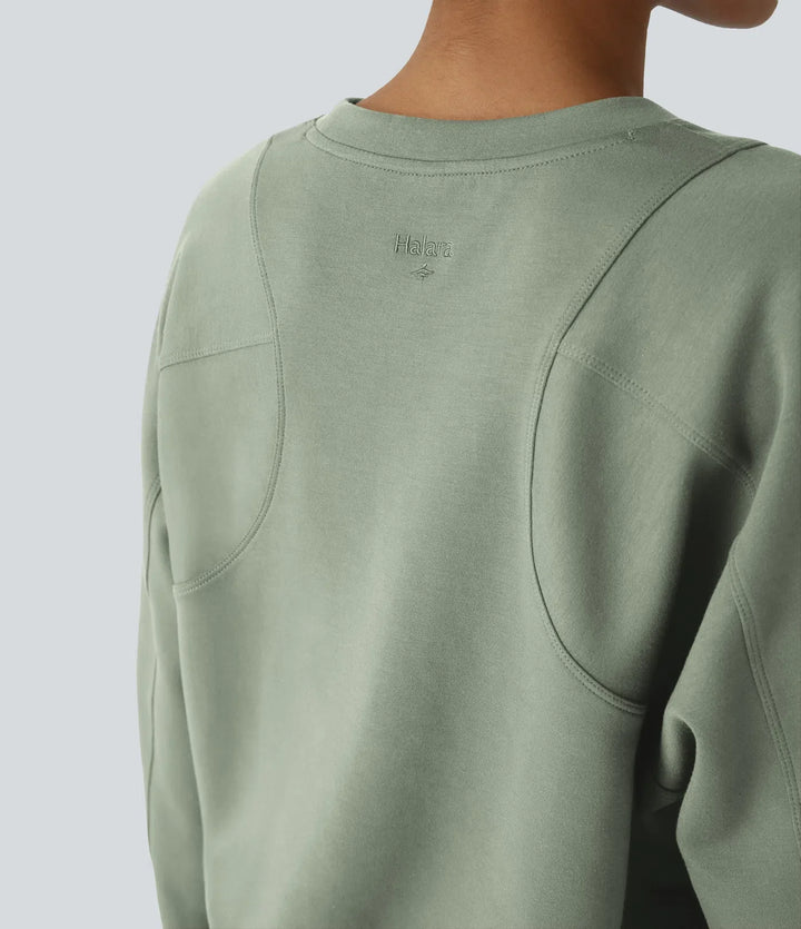 SpacerTek rund hals raglan ärm enfärgad vardaglig sweatshirt