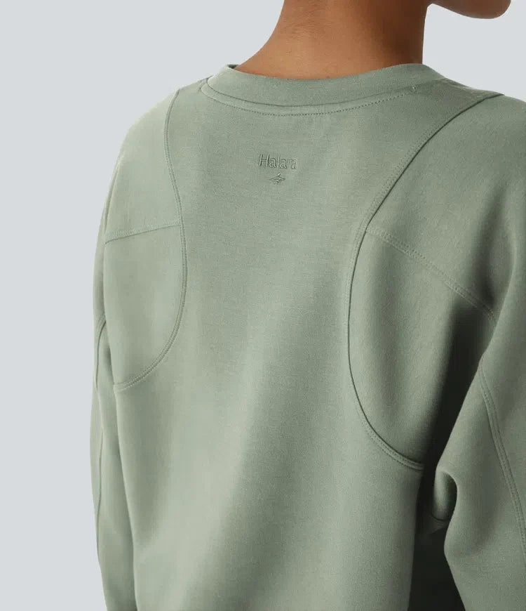 SpacerTek rund hals raglan ärm enfärgad vardaglig sweatshirt
