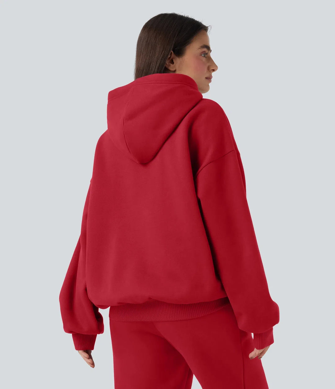 Med huva långärmad fleece vardaglig bomull sweatshirt med fickor