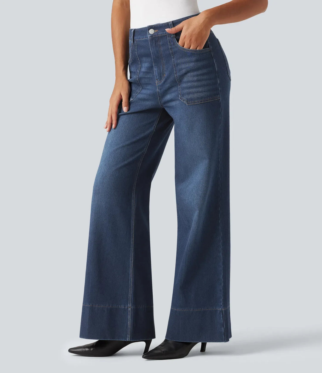 Lyckera Flex högmidjad utsvängd jeans med fickor