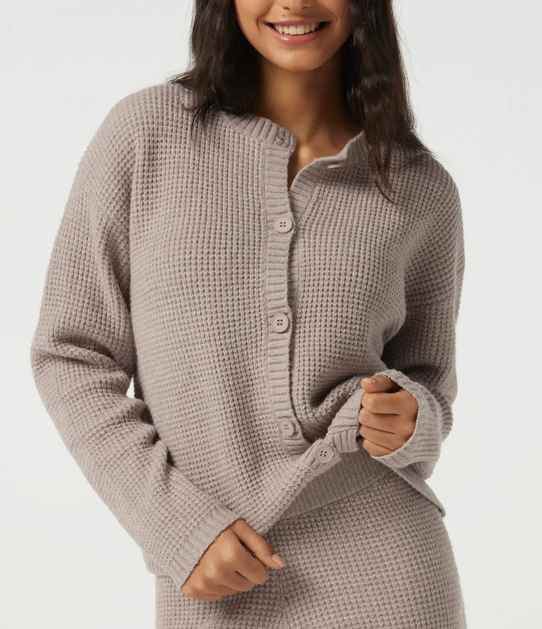 Rund hals långärmad lounge cardigan