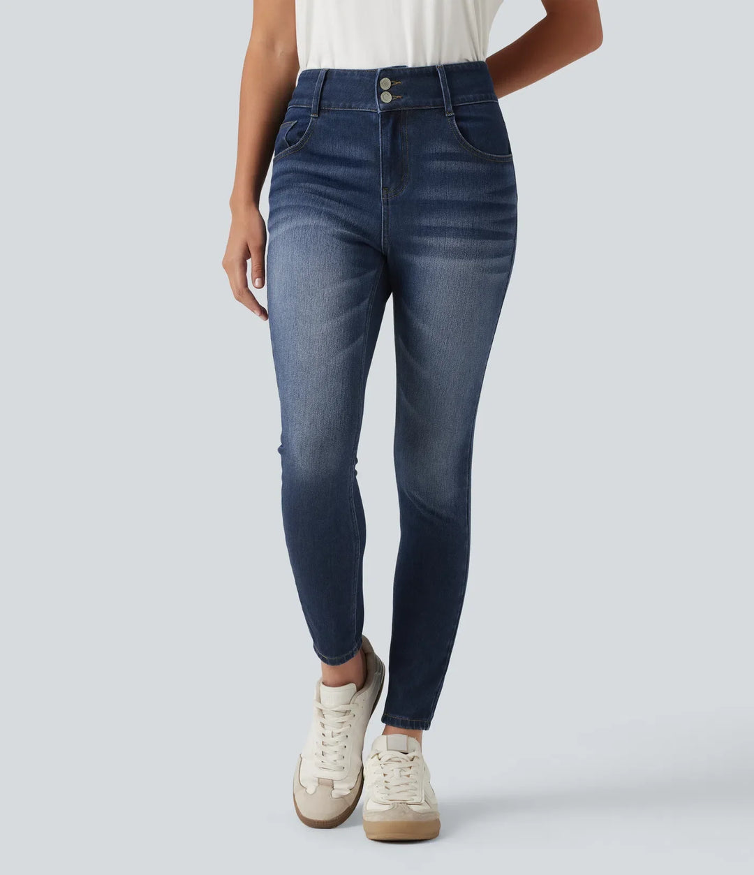 Halara Flex med medelhög midja smal vardagsjeans med fickor