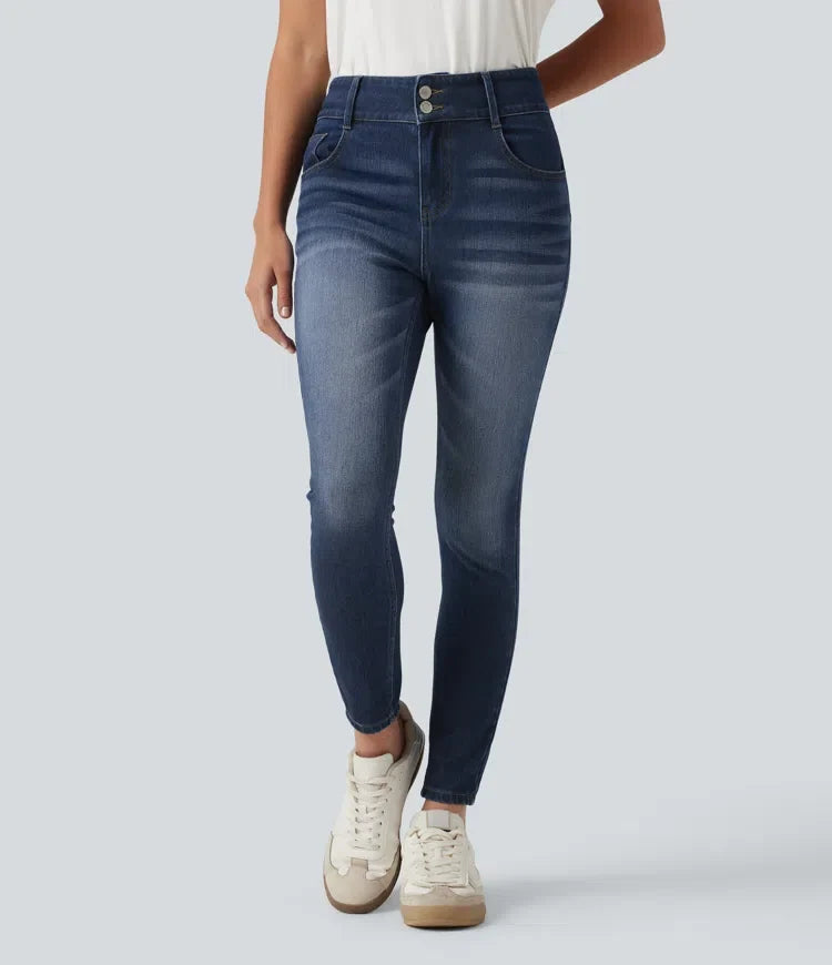 Halara Flex med medelhög midja smal vardagsjeans med fickor