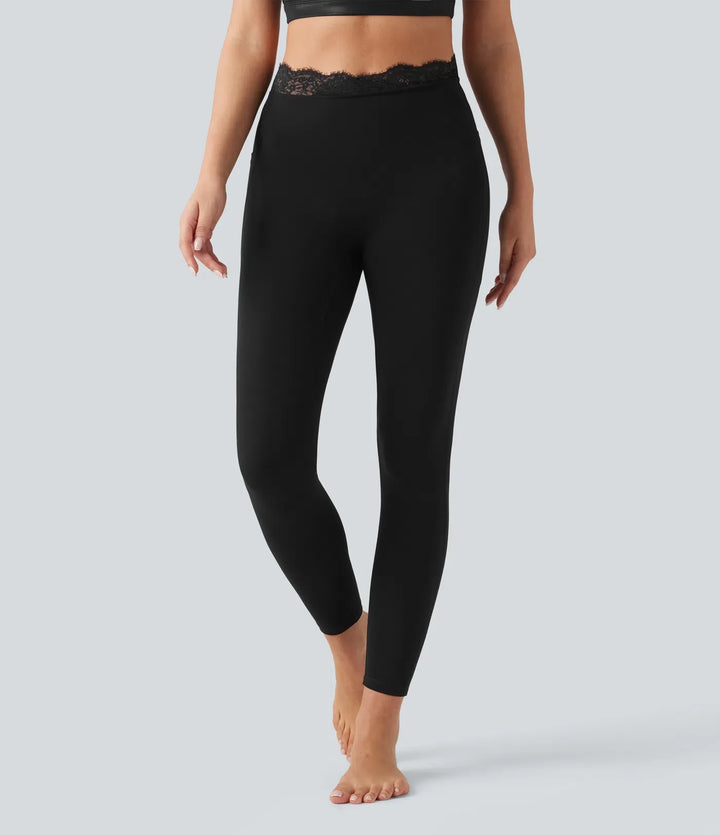 Halara UltraSculpt V-formad med hög midja kontrastspets yogaleggings med fickor