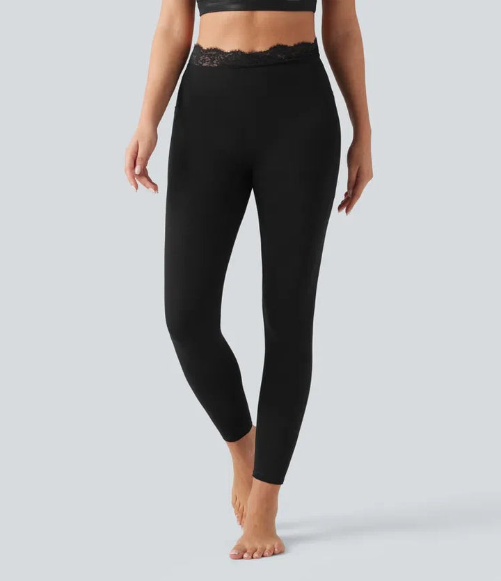 Halara UltraSculpt V-formad med hög midja kontrastspets yogaleggings med fickor
